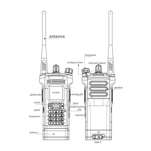 2PCS 6500/5288 Global-ptt walkie talkie 4G POC+UHF Two-way radio profesional commutator large long range phones telecommunications police